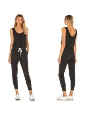 n:Philanthropy Opal Black Camo Cotton Sleeveless Jogger Style Jumpsuit Size L